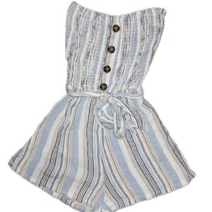 Forever 21 Kids Striped Blue and Cream One Piece